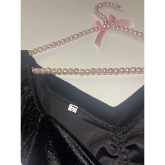 Women’s Dress Sz Sm Velvet Black Goth Punk Rock Fairy Concert Blk Ruffle Quilted - Picture 4 of 4